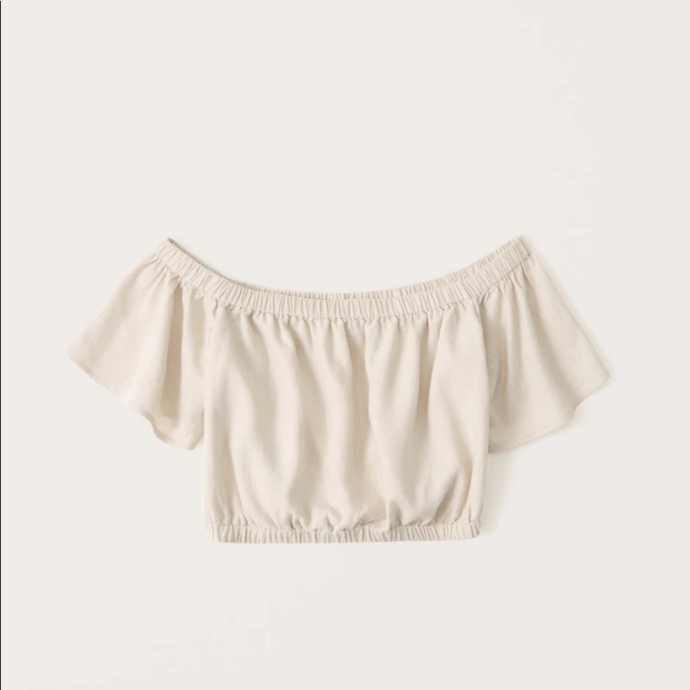 Off-The-Shoulder Linen-Blend Top
